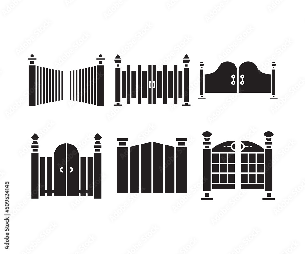 Fototapeta premium gate and fence icons set vector illustration