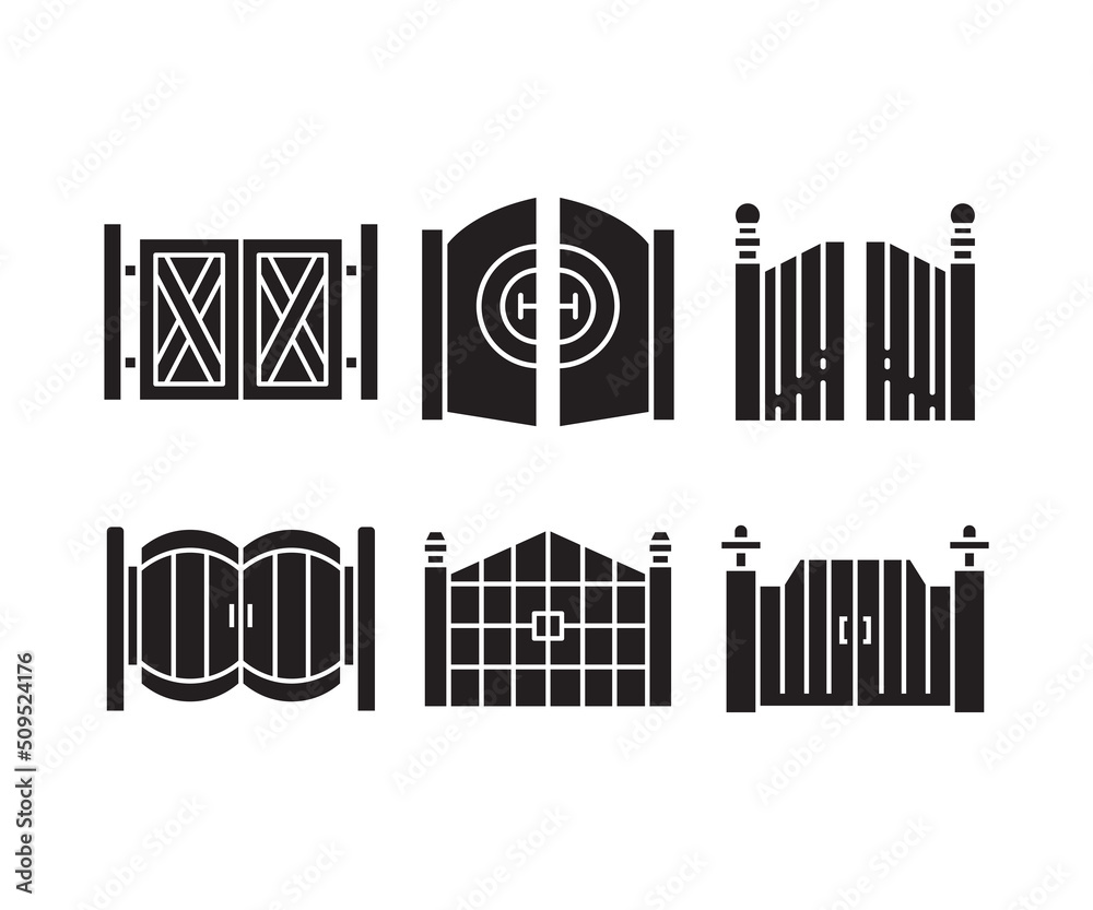gate and fence icons set vector illustration gate and fence icons set vector illustration