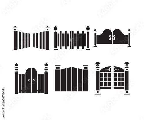 gate and fence icons set vector illustration