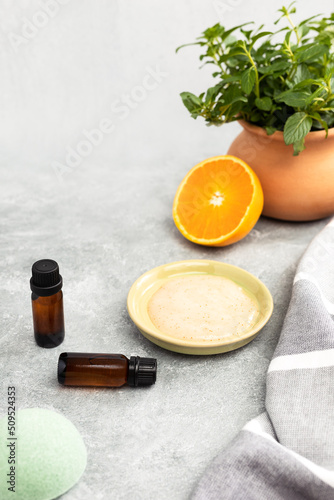 Essential Oils and Beauty Supplies with Orange and Spearmint