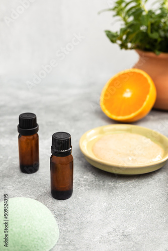 Essential Oils and Beauty Supplies with Orange and Spearmint photo