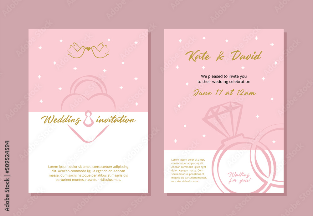 Fototapeta premium Wedding invitation love collection icons elements