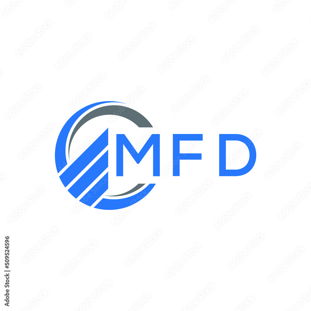 MFD Flat accounting logo design on white  background. MFD creative initials Growth graph letter logo concept. MFD business finance logo design.