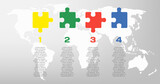 Four piece line infographic jigsaw puzzle process