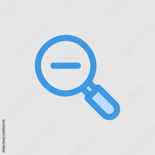 Zoom out icon in blue style about essentials, use for website mobile app presentation