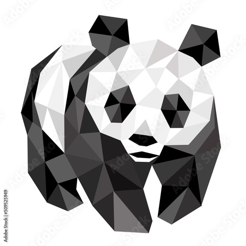 Illustration of panda bear, on white background, graphic, sharp edges, image, web, art