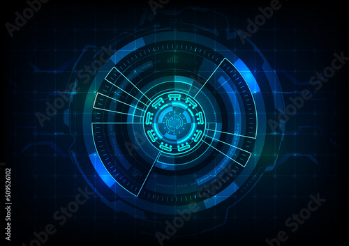 digital abstract circle on dark blue background technology communication circuit board design concept