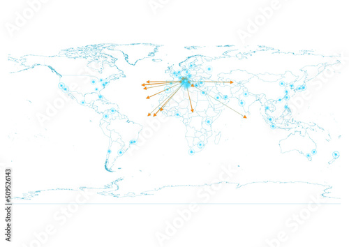 Export concept map for Italy, vector Italy map  on white background suitable for export concepts. File is suitable for digital editing and large size prints.