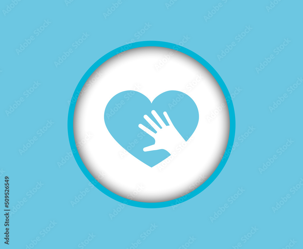 Adult hand on the background of the heart, life support Adult hand on the background of the heart, life support