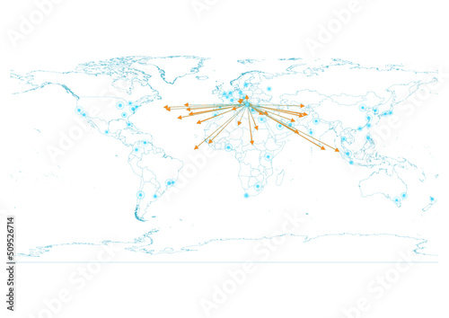 Export concept map for Montenegro, vector Montenegro map on white background suitable for export concepts. File is suitable for digital editing and large size prints.