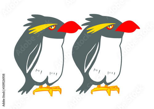 ２匹のイワトビペンギン主線なしパステル調イラスト