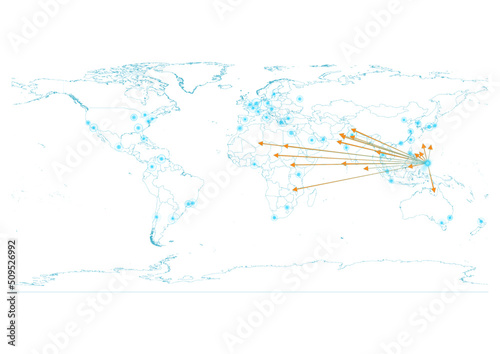 Export concept map for Palau, vector Palau map on white background suitable for export concepts. File is suitable for digital editing and large size prints.