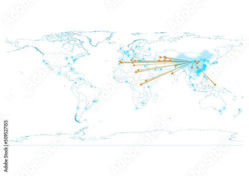 Export concept map for People s Republic of China  vector People s Republic of China map  on white background suitable for export concepts. File is suitable for digital editing and large size prints.