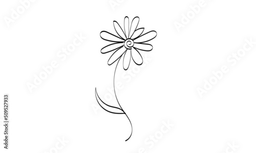 Simple flower tattoo outline. Flower Line Art Drawing for print or use as poster, card, flyer or T Shirt 