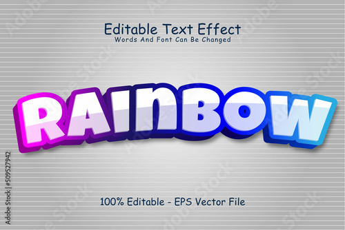 Rainbow editable Text effect 3 Dimension Emboss modern style