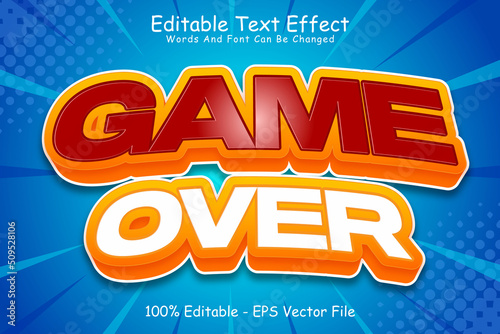 Game over editable Text effect 3 Dimension Emboss cartoon style