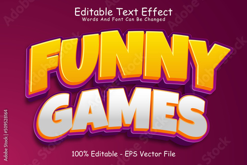 Funny games editable Text effect 3 Dimension Emboss cartoon style