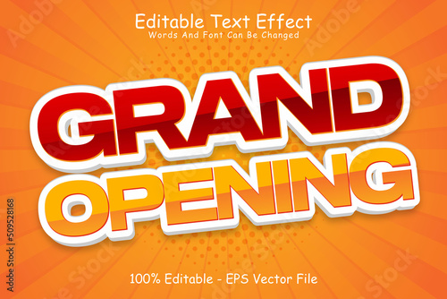 Grand opening editable Text effect 3 Dimension Emboss cartoon style