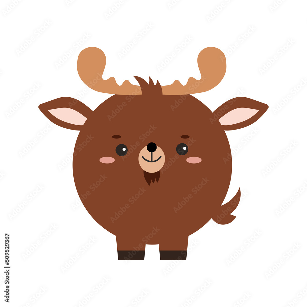 Circle elk forest animal face with paws icon isolated on white background. Cute moose cartoon round shape kawaii kids avatar character. Vector flat clip art illustration mobile ui game application. Circle elk forest animal face with paws icon isolated on white background. Cute moose cartoon round shape kawaii kids avatar character. Vector flat clip art illustration mobile ui game application.