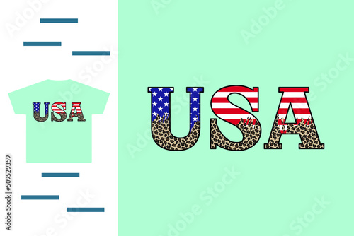 Leopard USA flag t shirt design
