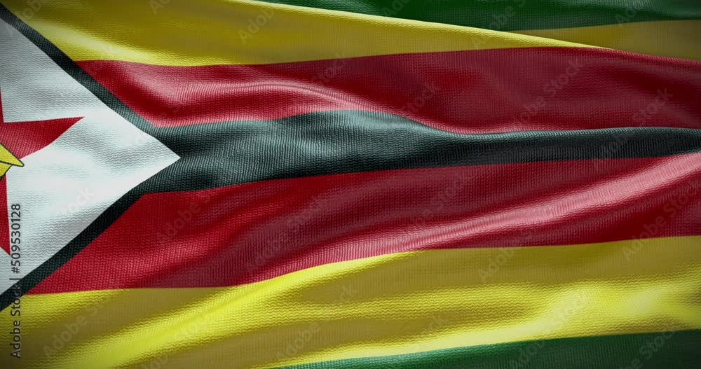 Zimbabwe country flag waving background, 4k backdrop animation
