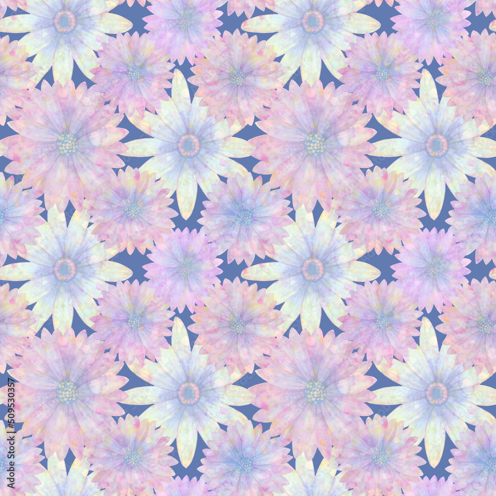 Seamless botanical pattern for design, fabric, wallpaper, print, textile. Watercolor floral ornament in digital processing. Delicate background of flowers. Seamless botanical pattern for design, fabric, wallpaper, print, textile. Watercolor floral ornament in digital processing. Delicate background of flowers.