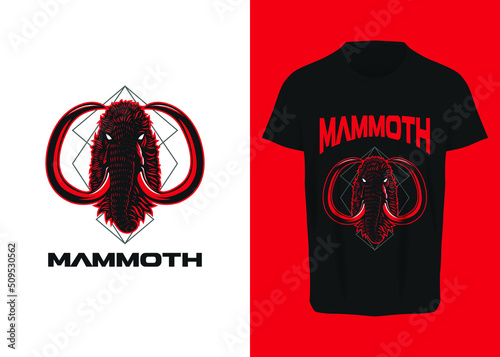 Mammoth elephant mascot with geometric background in detail vector illustration for logo, shirt, print, posters, apparel, and other uses