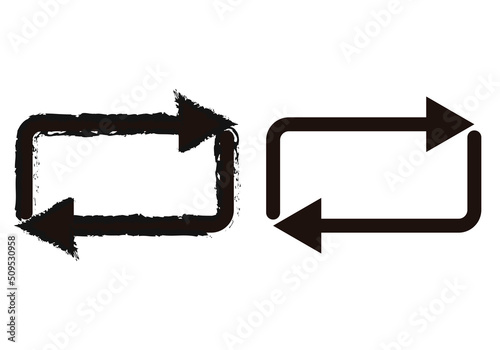 Icono negro de compartir o repetir. 