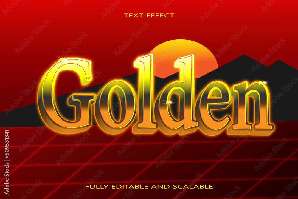 Golden Editable Text effect 3D emboss Retro style Golden Editable Text effect 3D emboss Retro style