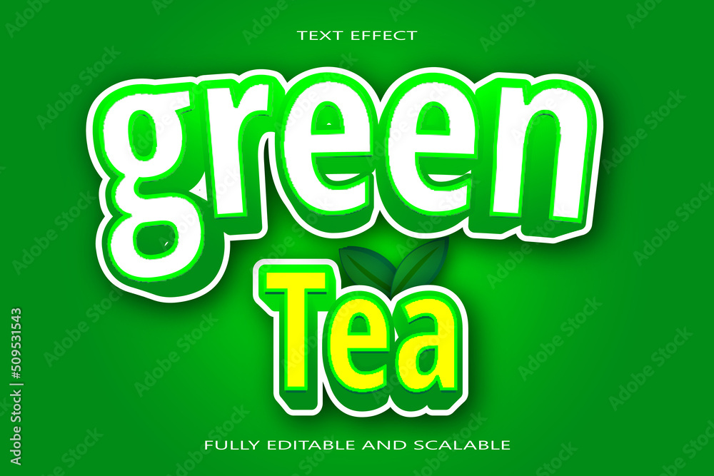 Green Tea Editable Text effect 3D emboss modern style Green Tea Editable Text effect 3D emboss modern style