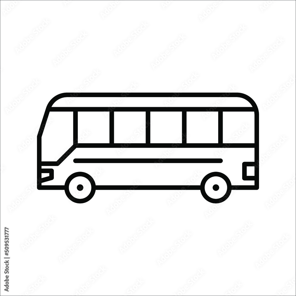 Bus icon symbol vector illustration of a school bus or public transport on white background. Bus icon symbol vector illustration of a school bus or public transport on white background.