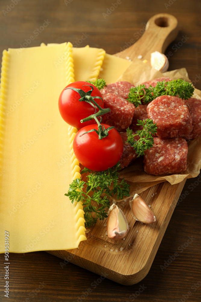 Concept of cooking tasty lasagna, close up Concept of cooking tasty lasagna, close up