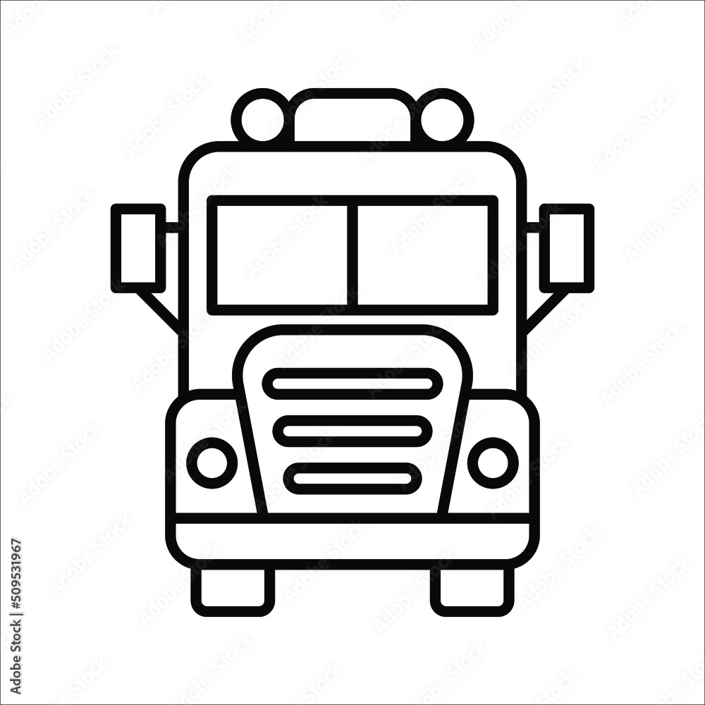 Bus icon symbol vector illustration of a school bus or public transport on white background. Bus icon symbol vector illustration of a school bus or public transport on white background.