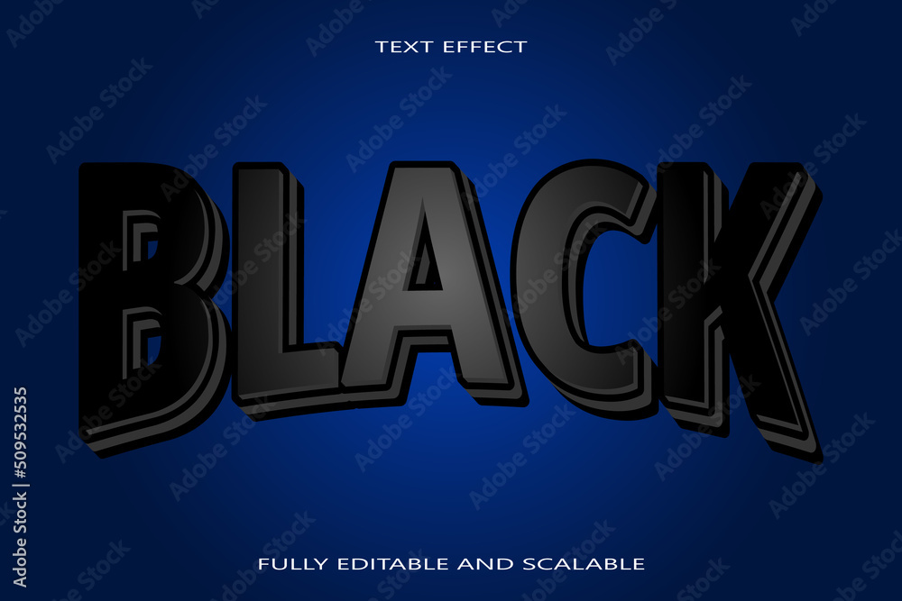 Black editable Text effect 3 dimension emboss modern style