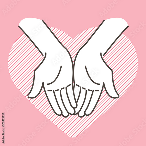Vector illustration of two hands holding out palms