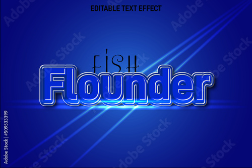 Fish flounder editable Text effect 3 Dimension emboss modern style