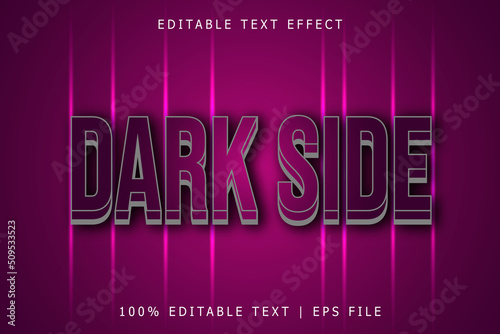Dark side editable Text effect 3 Dimension emboss modern style