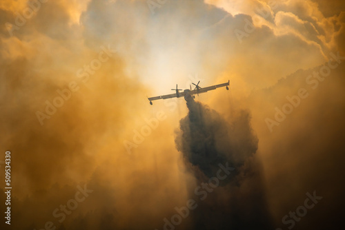 Fotografiet Wildfire Vesio, Italy