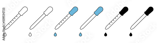 Set of Dropper Pipette Icons. Stock Vector
