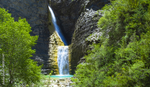 Waterfall of Oros Bajo, in the Pyrenees of Huesca