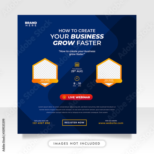 Digital marketing live webinar and business social media post template