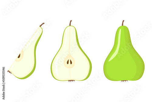 Green pear vegan fruit vector flat isolated illustration