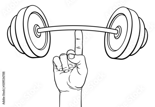 Weight Lifting Hand Finger Holding Barbell Concept