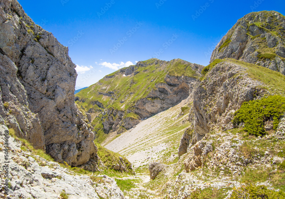 Mount Viglio (Frosinone, Italy) - In the Monti Cantari mountain range, the Monte Viglio is one of three hightest peak in Lazio region. Here during the spring with hikers.