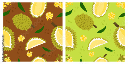 Durian seamless pattern cartoon modern trendy
