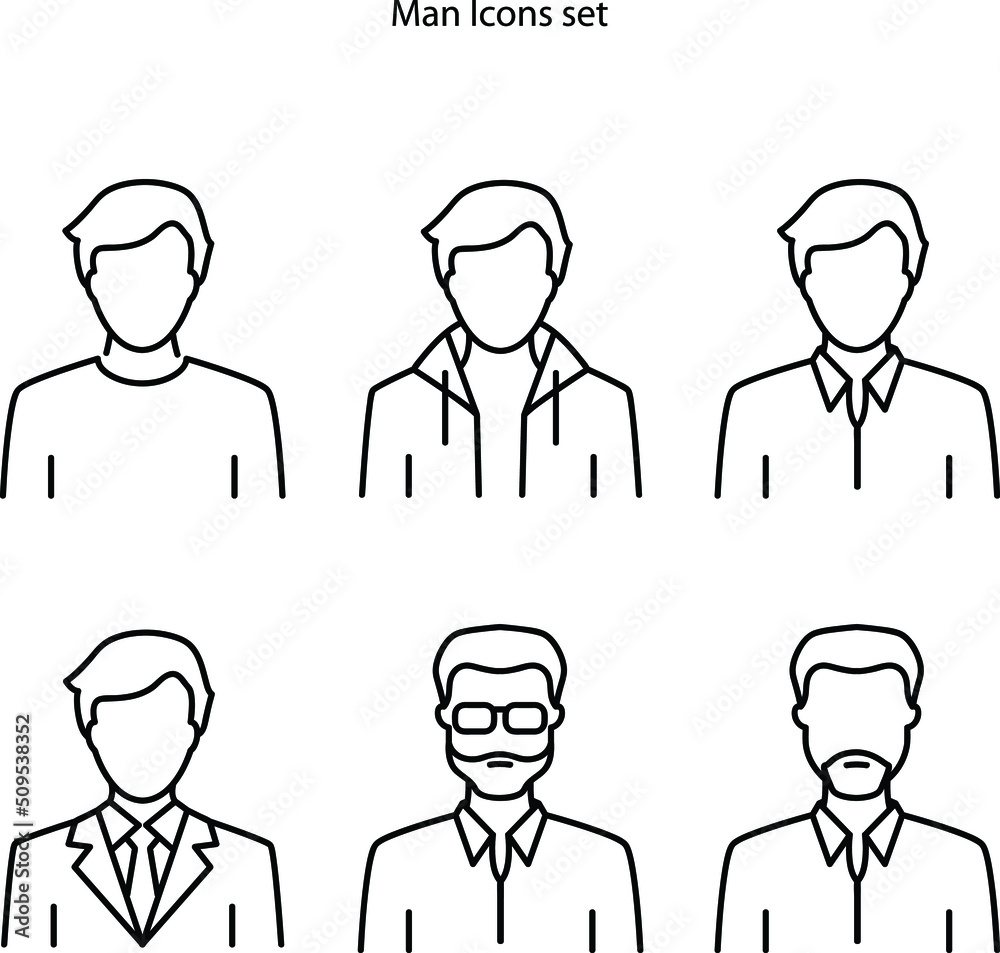 man icons set isolated on white background. man icon thin line outline linear man symbol for logo, web, app, UI. man icon simple sign. man icons set isolated on white background. man icon thin line outline linear man symbol for logo, web, app, UI. man icon simple sign.