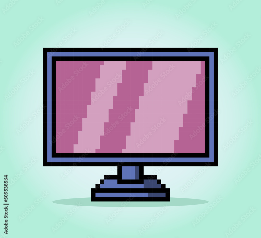 8 Bit Pixel modern Television in Vector Illustration for Game Assets