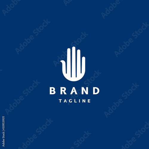 Minimalist palm logo design. Representing an open right hand, an image that has been recognized and used as a sign of protection many times throughout history. © ilunilun