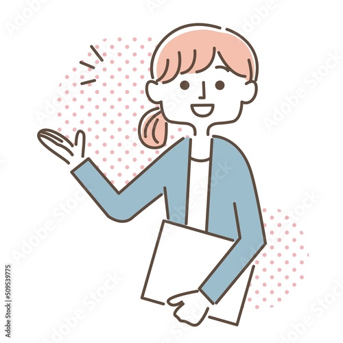 笑顔で対応する女性会社員 上半身