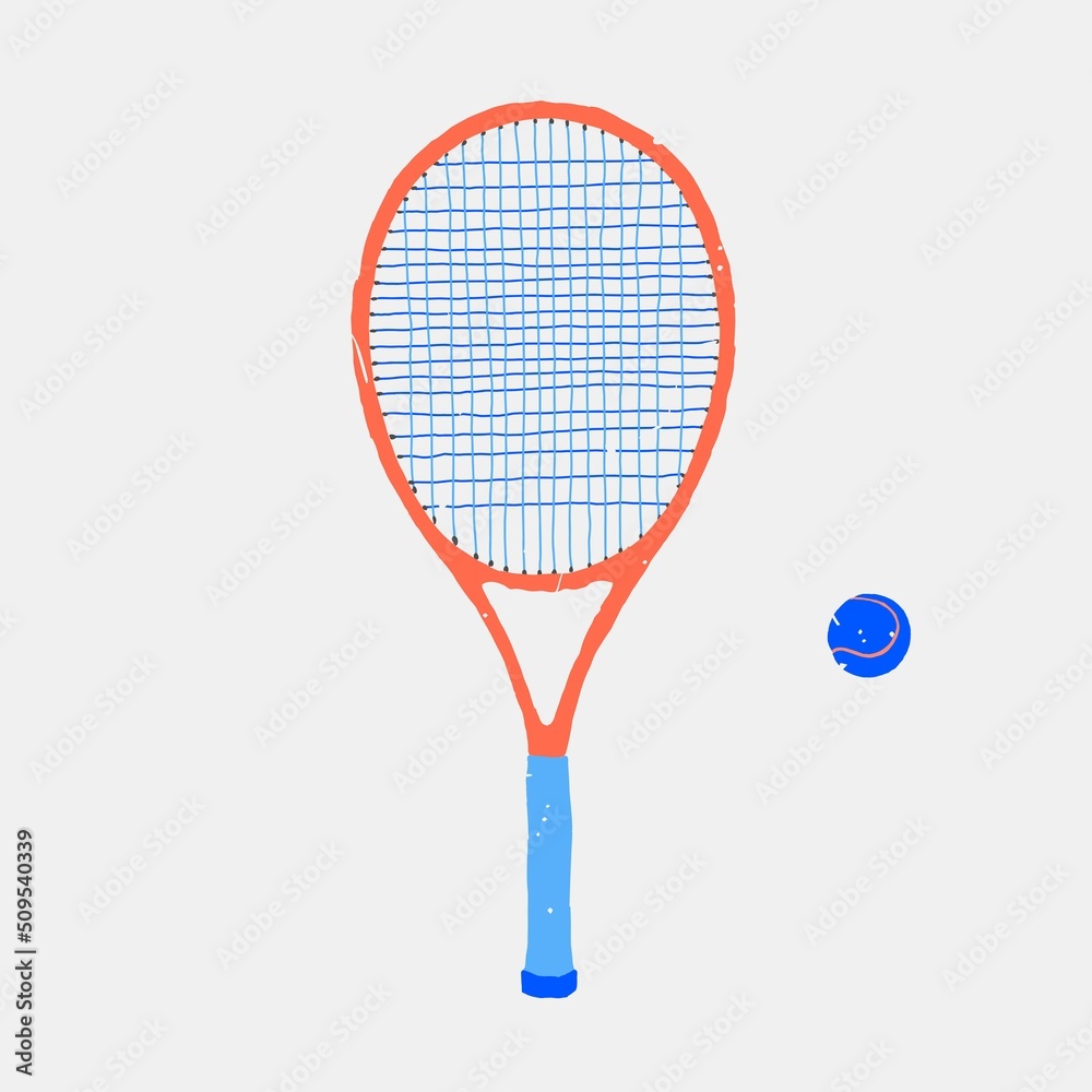 A Tennis rocketette and a ball. Flat design